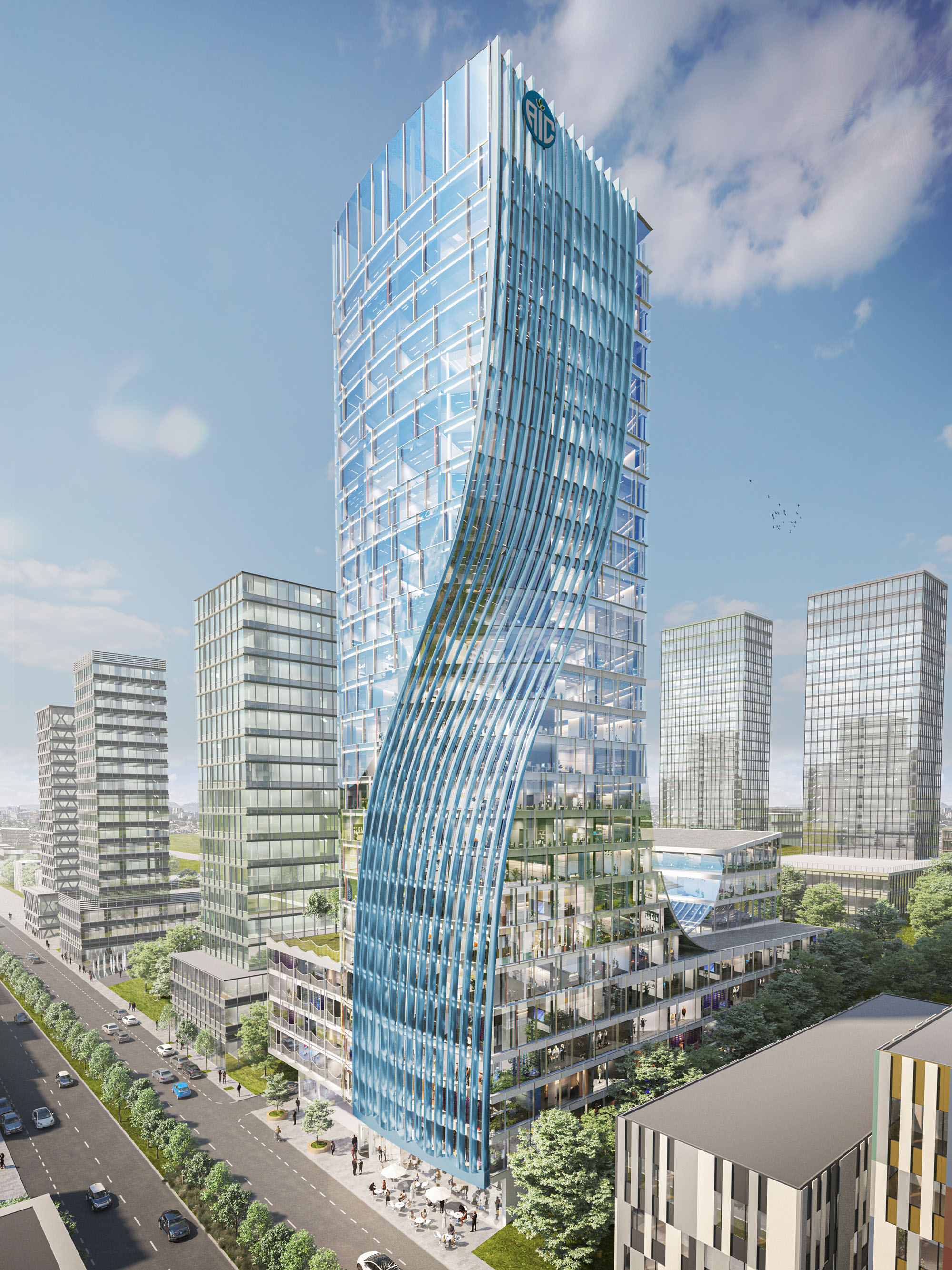 Söhne & Partner Architekten, Awash Insurance Company, Turm mit blauer verglaster Fassade 